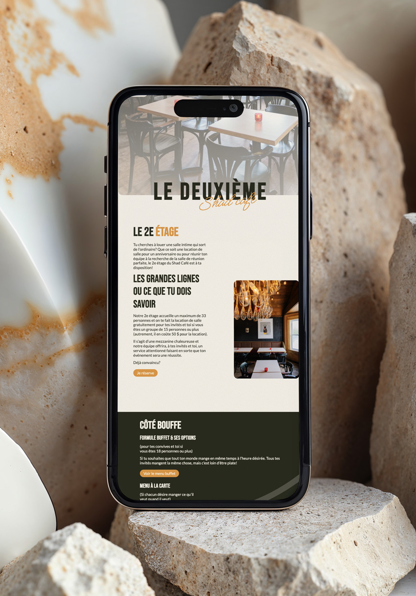 Site web Shad Café sur mobile