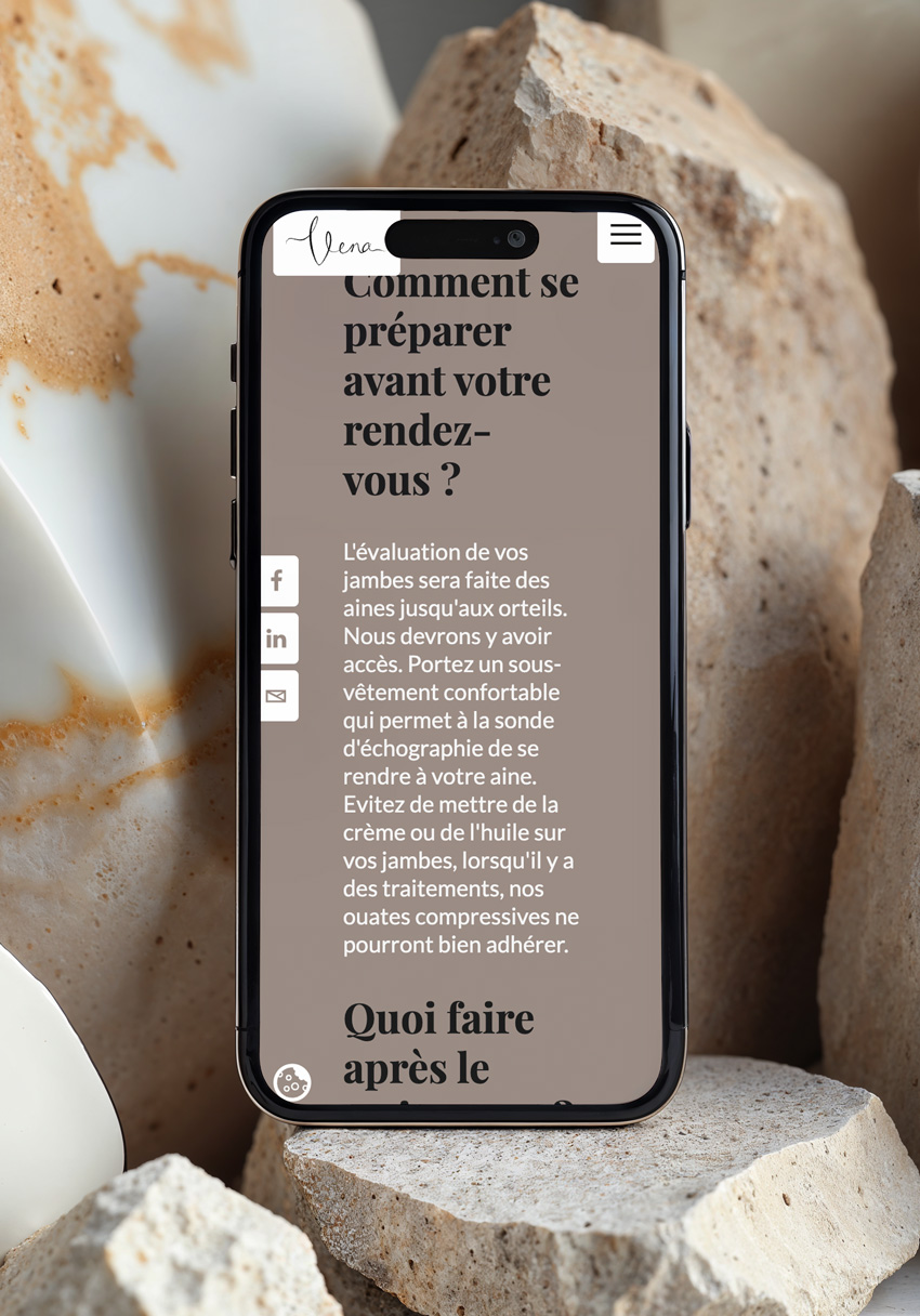 Site web Clinique Vena sur mobile