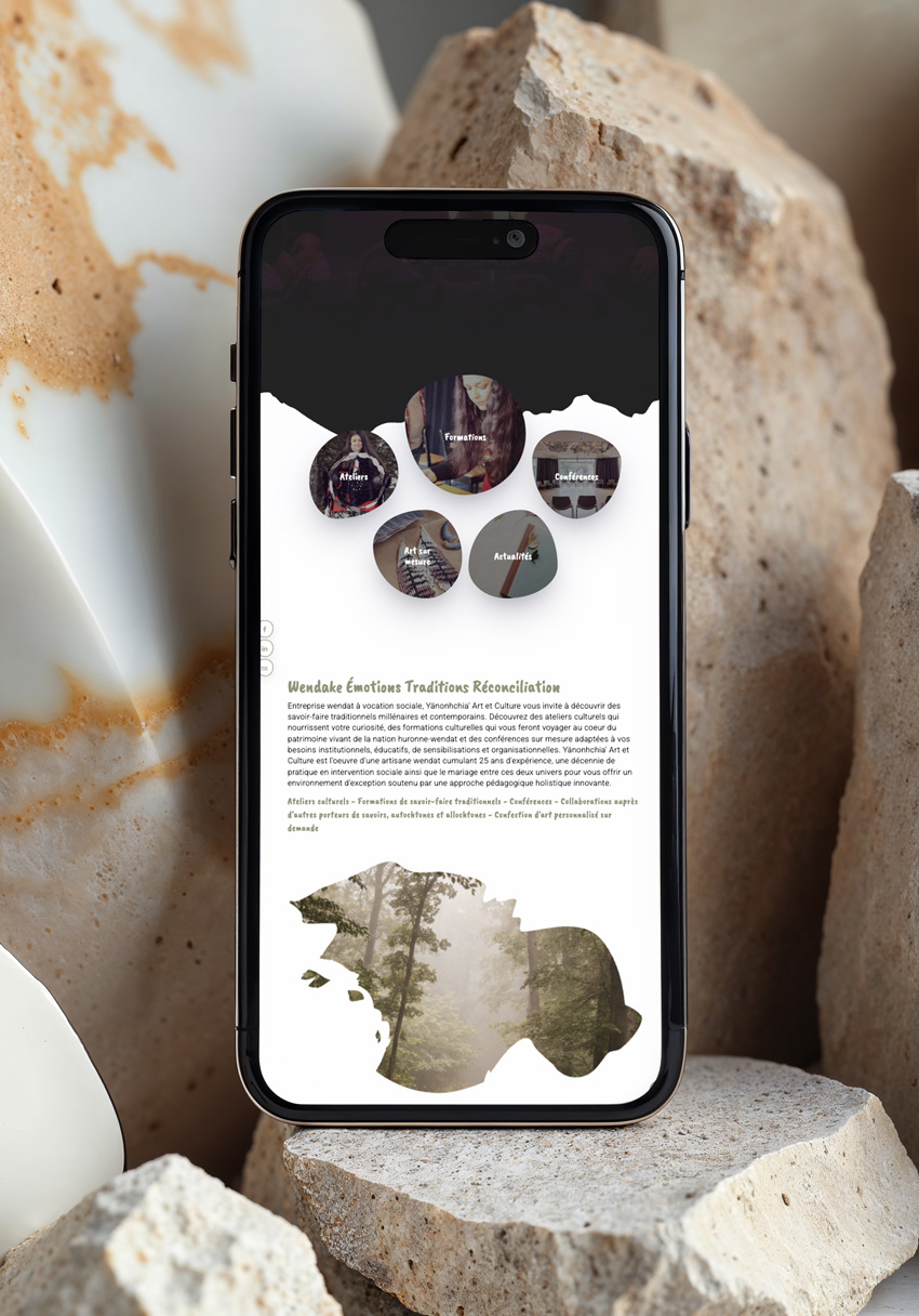 Site web Yänonchia' sur mobile